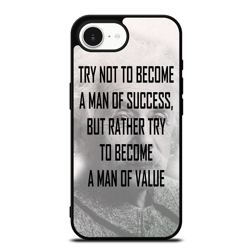 ALBERT EINSTEIN 'S QUOTE iPhone 16e case black TPU silicone rubber protective cover by Casedear