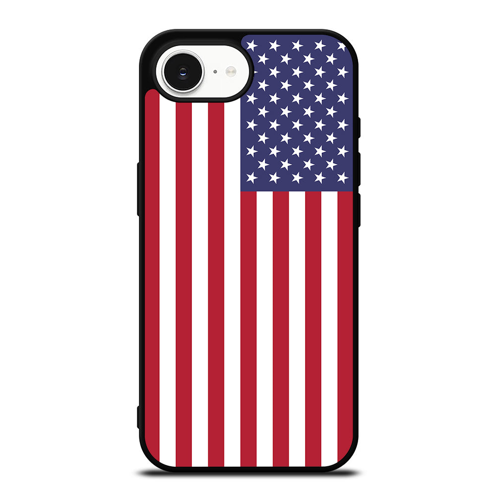 AMERICAN FLAG iPhone 16e case black TPU silicone rubber protective cover by Casedear