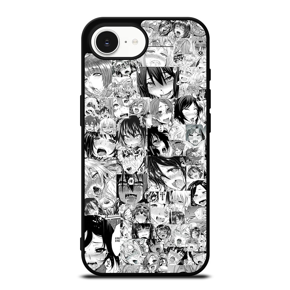 Ahegao Comic Anime iPhone 16e case black TPU silicone rubber protective cover by Casedear