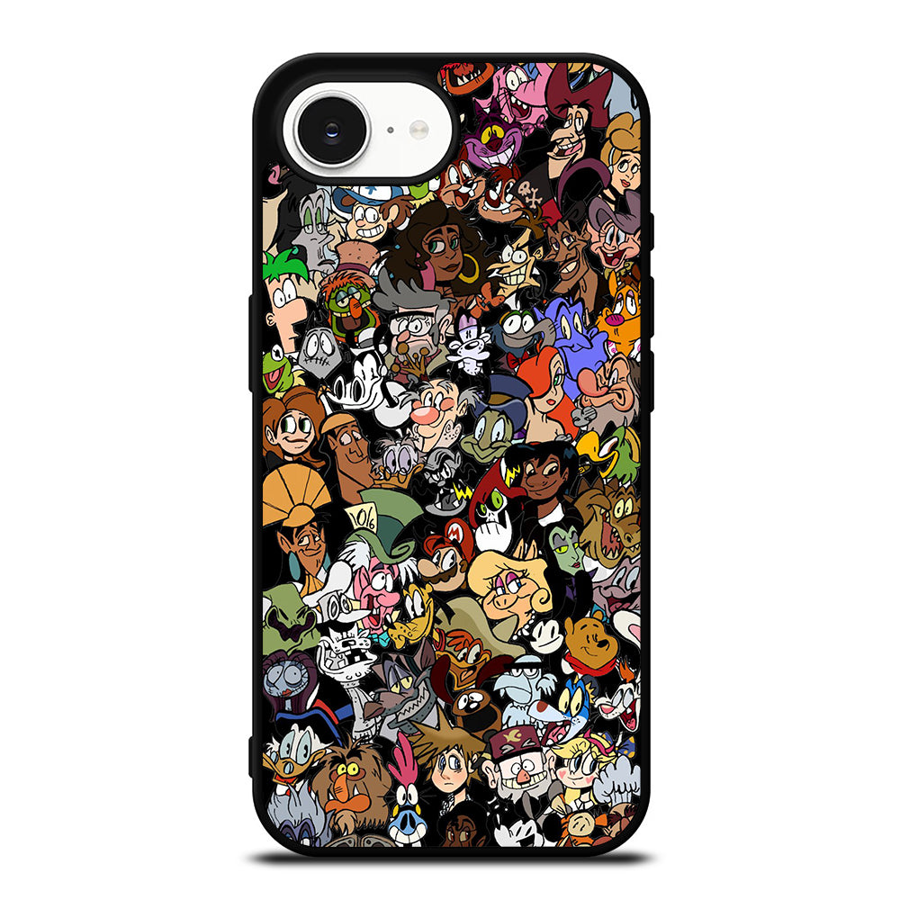 All Behavior Toon Character iPhone 16e case black TPU silicone rubber protective cover by Casedear