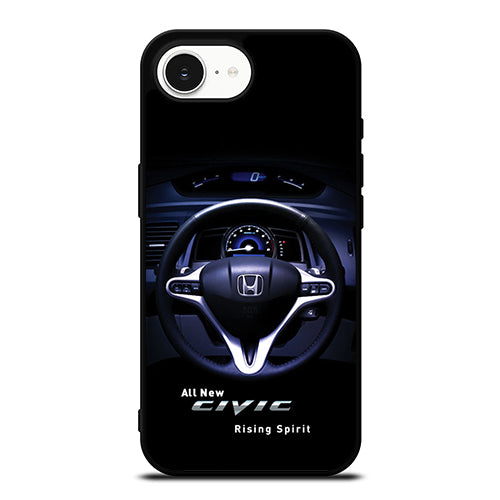 All New Civic Steering Speed Meter iPhone 16e case black TPU silicone rubber protective cover by Casedear