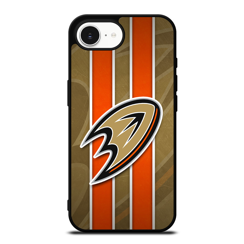 Anaheim Ducks Ice Hockey iPhone 16e case black TPU silicone rubber protective cover by Casedear