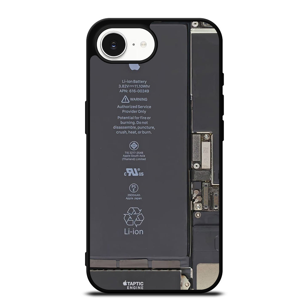 Apple Li-ion Battery Image iPhone 16e case black TPU silicone rubber protective cover by Casedear