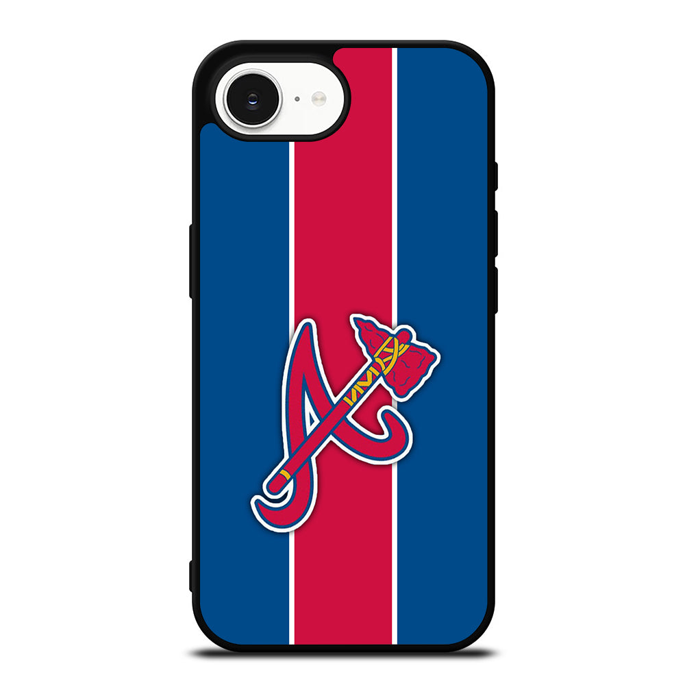 Atlanta Braves Logo iPhone 16e case black TPU silicone rubber protective cover by Casedear