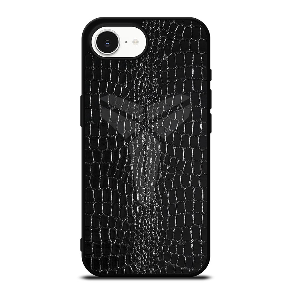 BLACK MAMBA LEATHER MOTIF iPhone 16e case black TPU silicone rubber protective cover by Casedear