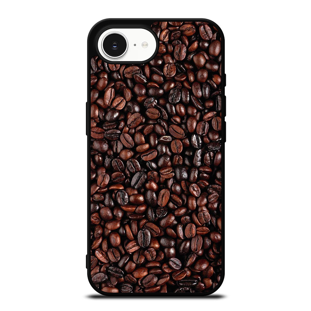 Beans Coffee iPhone 16e case black TPU silicone rubber protective cover by Casedear