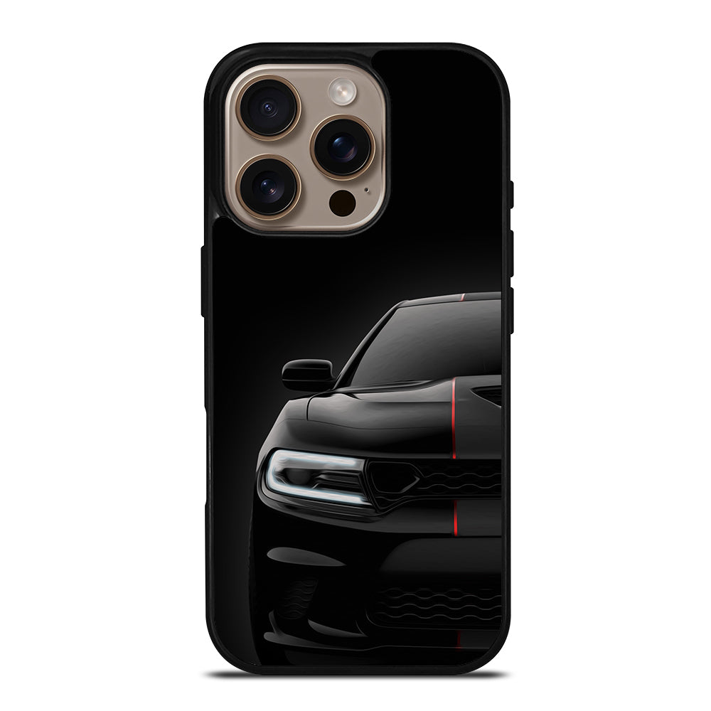 Black Dodge Challenger Outerglow iPhone 16 Pro Case
