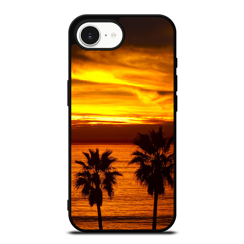 CALI CALIFORNIA COASTAL BEACH iPhone 16e case black TPU silicone rubber protective cover by Casedear