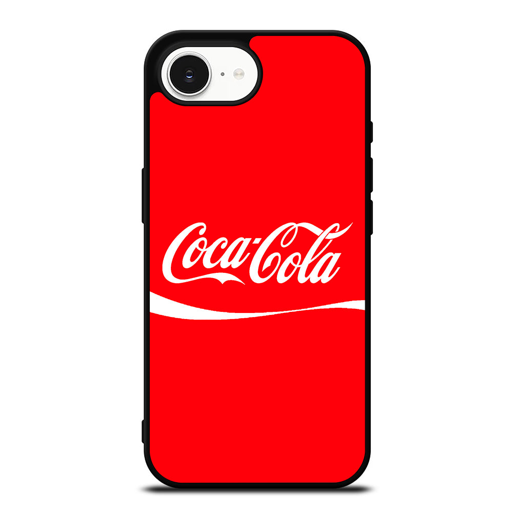 COCA COLA FONT iPhone 16e case black TPU silicone rubber protective cover by Casedear
