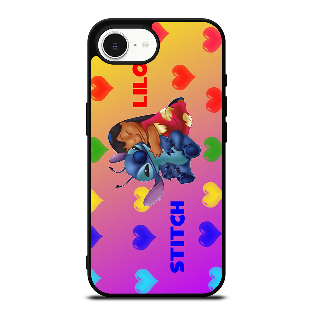 CUTE LILO AND STITCH iPhone 16e case black TPU silicone rubber protective cover by Casedear