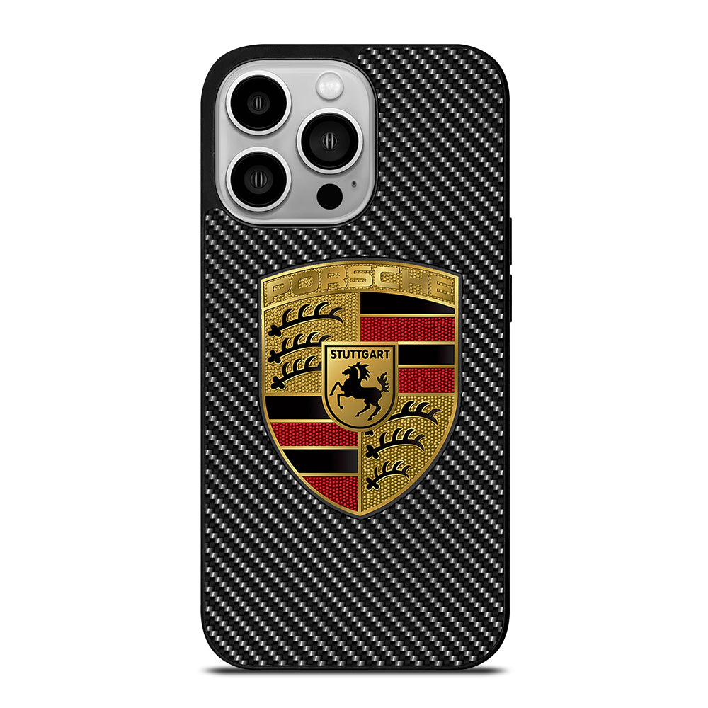 Carbon Porsche Logo iPhone 14 Pro Case