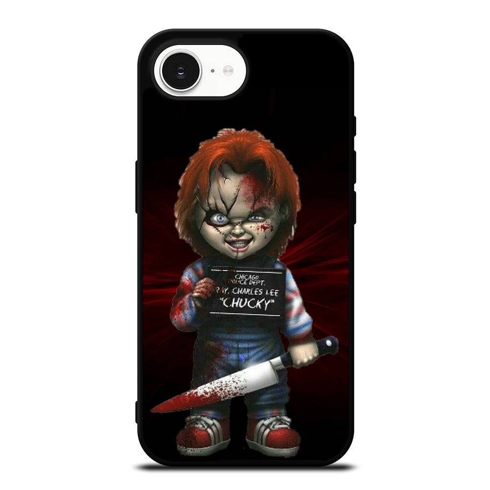 Chucky Action iPhone 16e case black TPU silicone rubber protective cover by Casedear