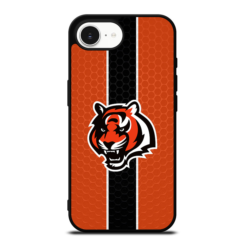 Cincinnati Bengals Team iPhone 16e case black TPU silicone rubber protective cover by Casedear
