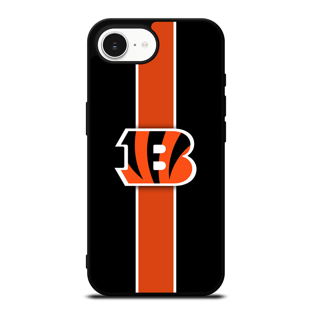 Cincinnati Bengals iPhone 16e case black TPU silicone rubber protective cover by Casedear