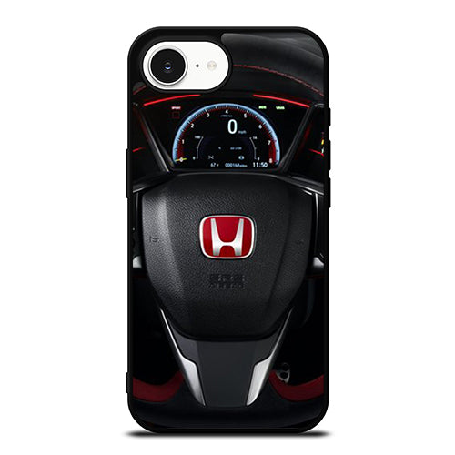 Civic Type R Steering Speed Meter iPhone 16e case black TPU silicone rubber protective cover by Casedear