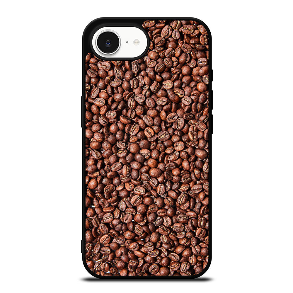 Coffee Beans iPhone 16e case black TPU silicone rubber protective cover by Casedear