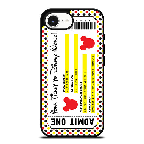 Custom Personalized Disney Ticket iPhone 16e case black TPU silicone rubber protective cover by Casedear