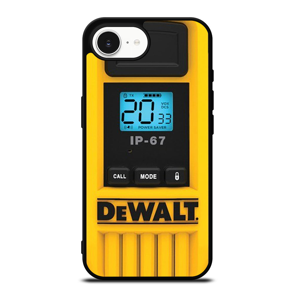 DEWALT WALKIE TALKIE iPhone 16e case black TPU silicone rubber protective cover by Casedear