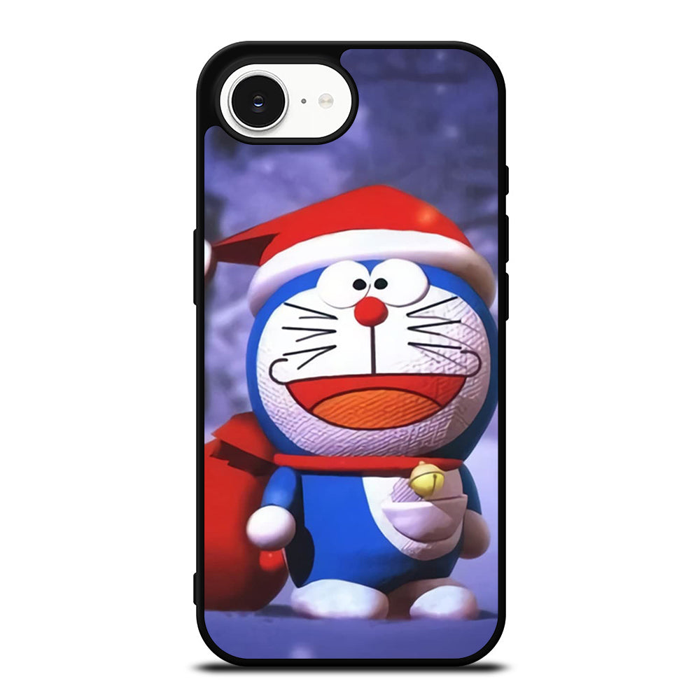 Doraemon Santa Costume iPhone 16e case black TPU silicone rubber protective cover by Casedear