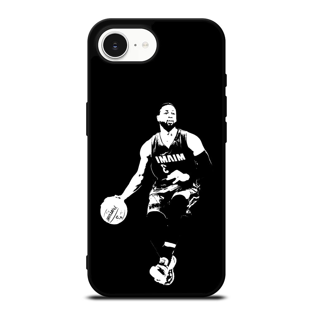 Dwyane Wade Miami Heat Action iPhone 16e case black TPU silicone rubber protective cover by Casedear