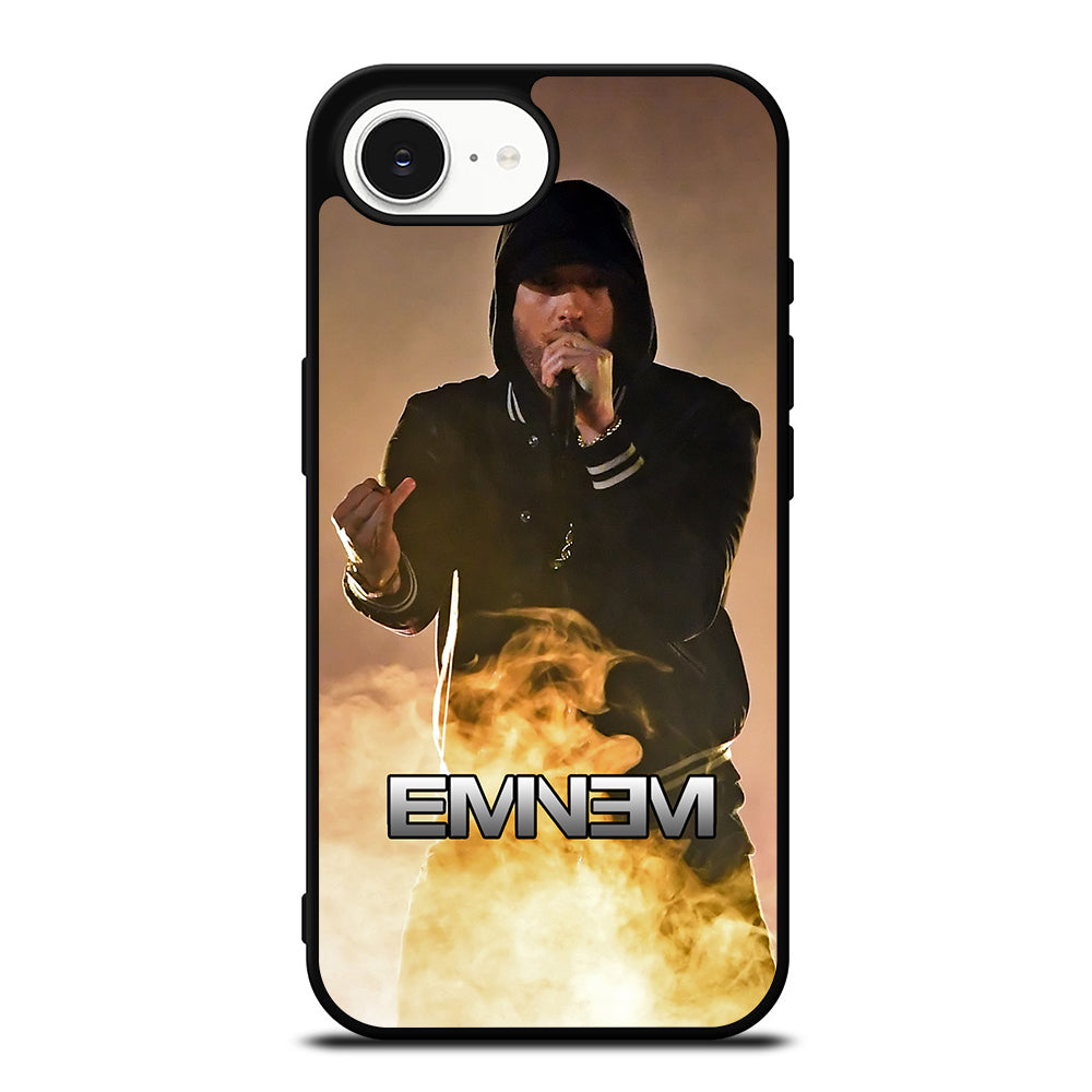 EMINEM ON FIRE iPhone 16e case black TPU silicone rubber protective cover by Casedear
