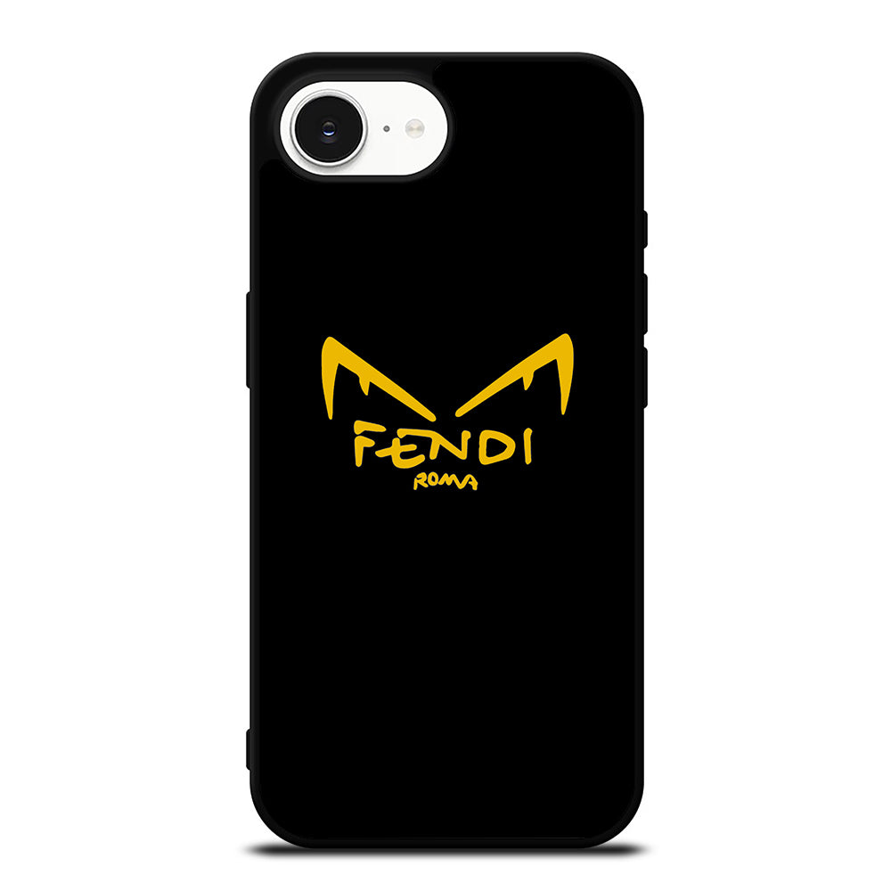 FENDI ROMA EYES IN BLACK iPhone 16e case black TPU silicone rubber protective cover by Casedear