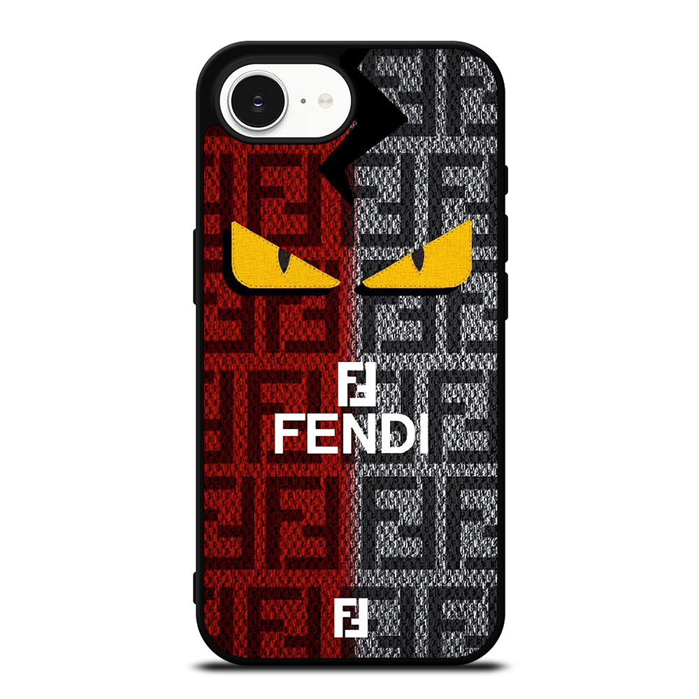 FENDI ROMA EYES LOGO iPhone 16e case black TPU silicone rubber protective cover by Casedear