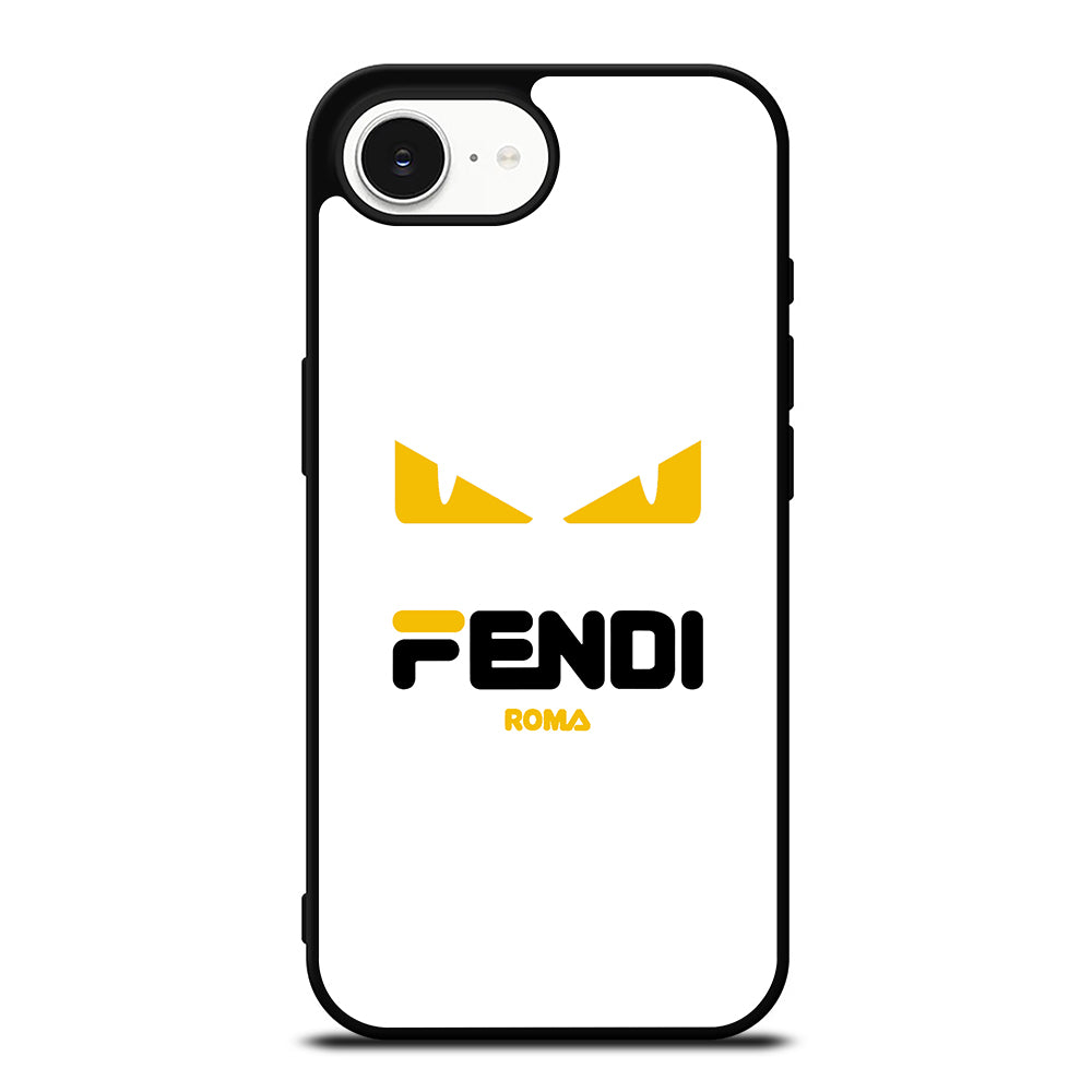 FENDI ROMA LOGO iPhone 16e case black TPU silicone rubber protective cover by Casedear
