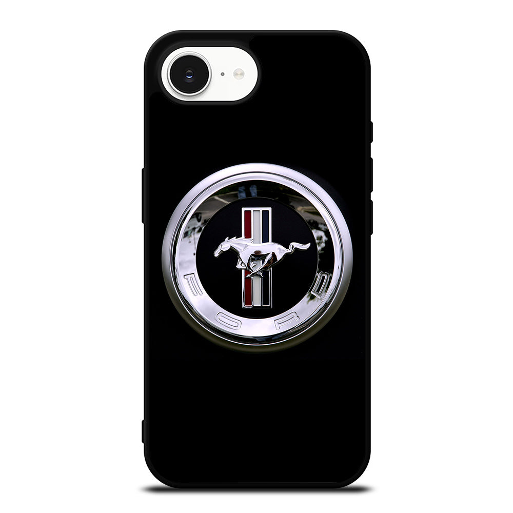 FORD MUSTANG LOGO iPhone 16e case black TPU silicone rubber protective cover by Casedear
