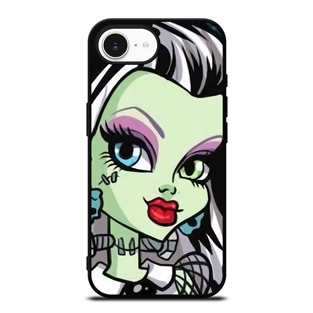 Frankie Stein Doll Face iPhone 16e case black TPU silicone rubber protective cover by Casedear