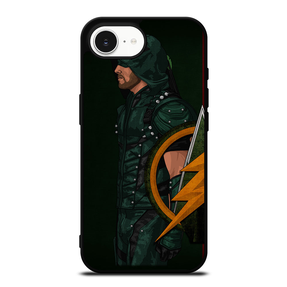 GREEN ARROW SIDE iPhone 16e case black TPU silicone rubber protective cover by Casedear