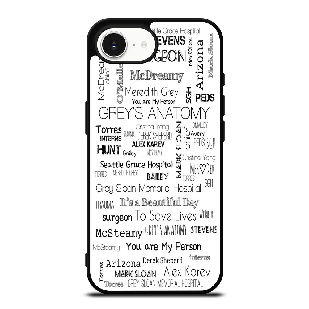 GREY'S ANATOMY STORY iPhone 16e case black TPU silicone rubber protective cover by Casedear