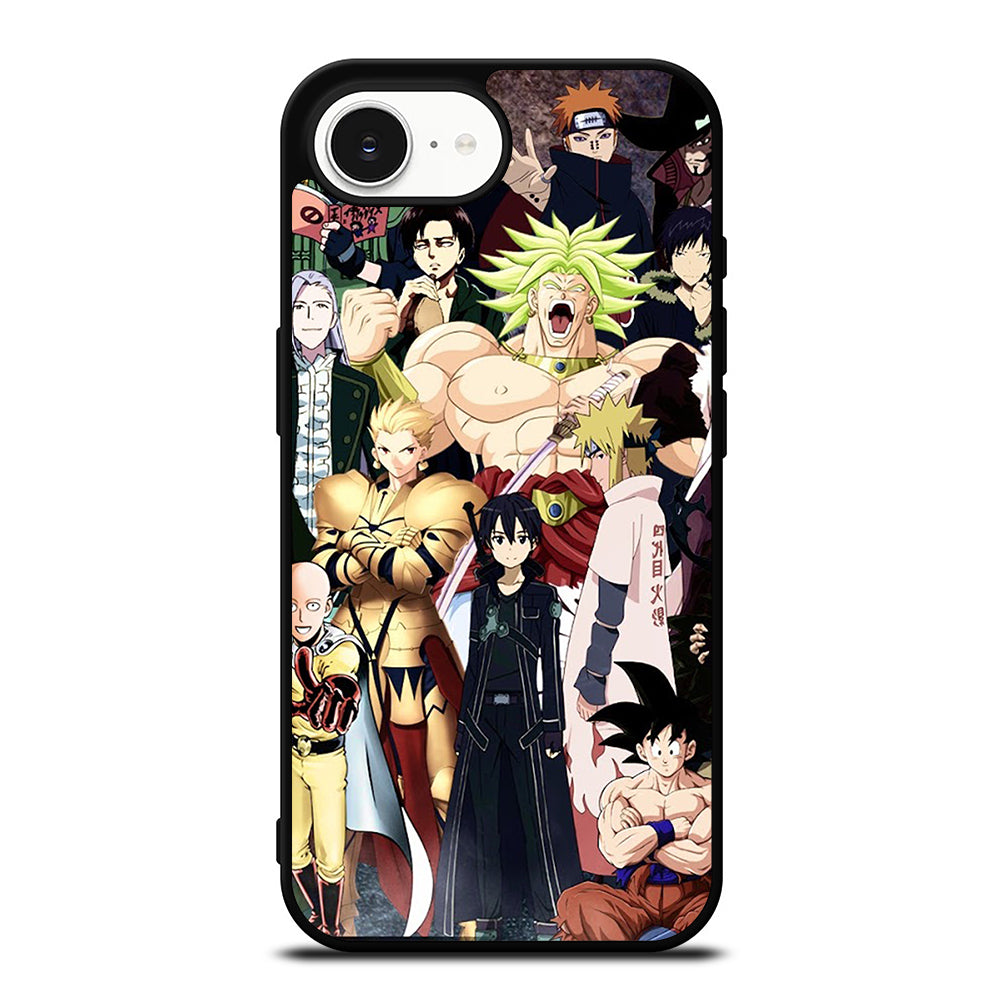 Hero Crossover Art iPhone 16e case black TPU silicone rubber protective cover by Casedear