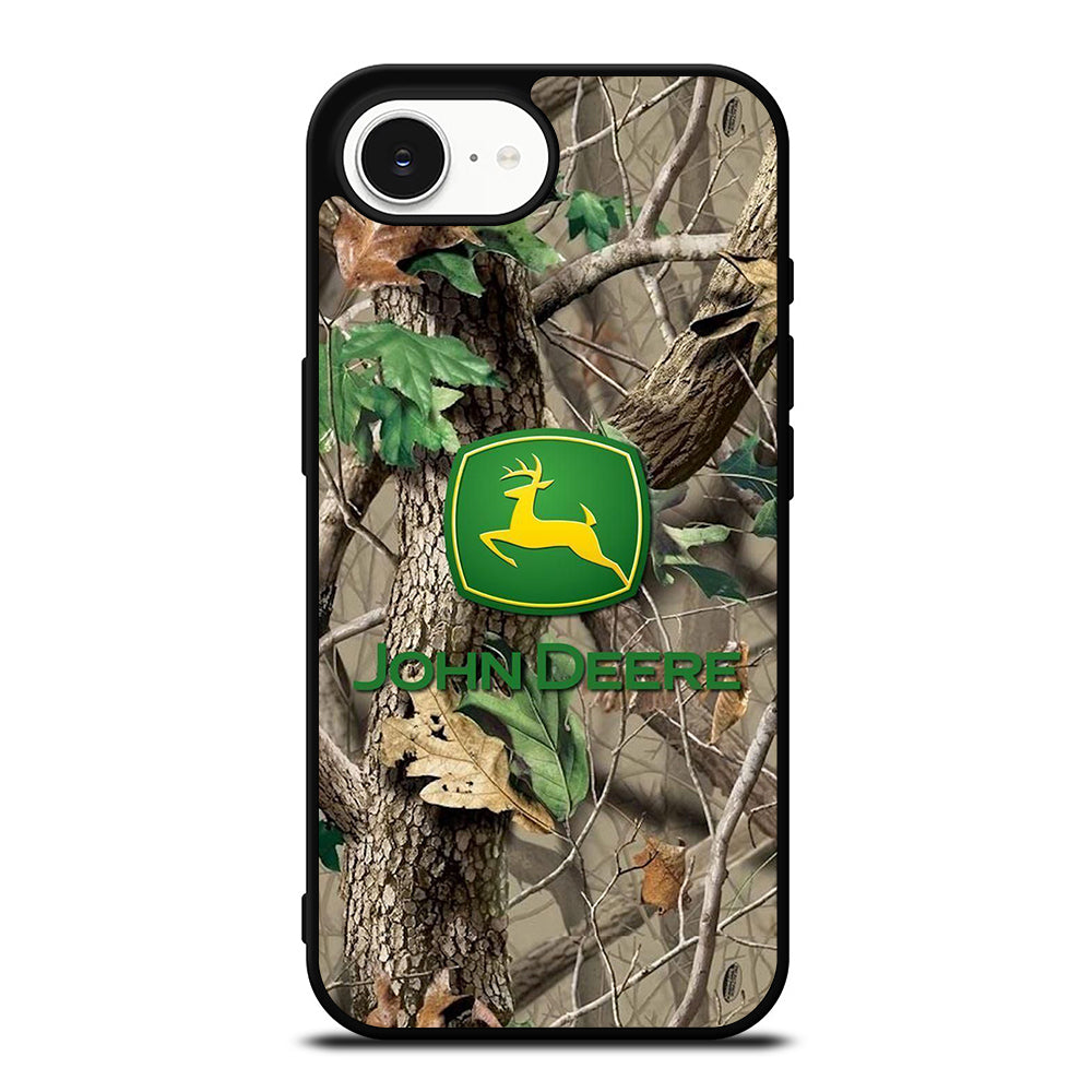 John Deere Camo iPhone 16e case black TPU silicone rubber protective cover by Casedear