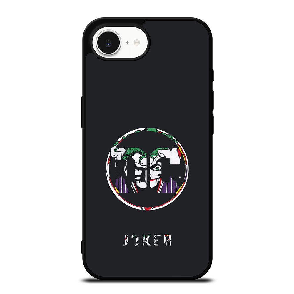 Joker DC Logo iPhone 16e case black TPU silicone rubber protective cover by Casedear