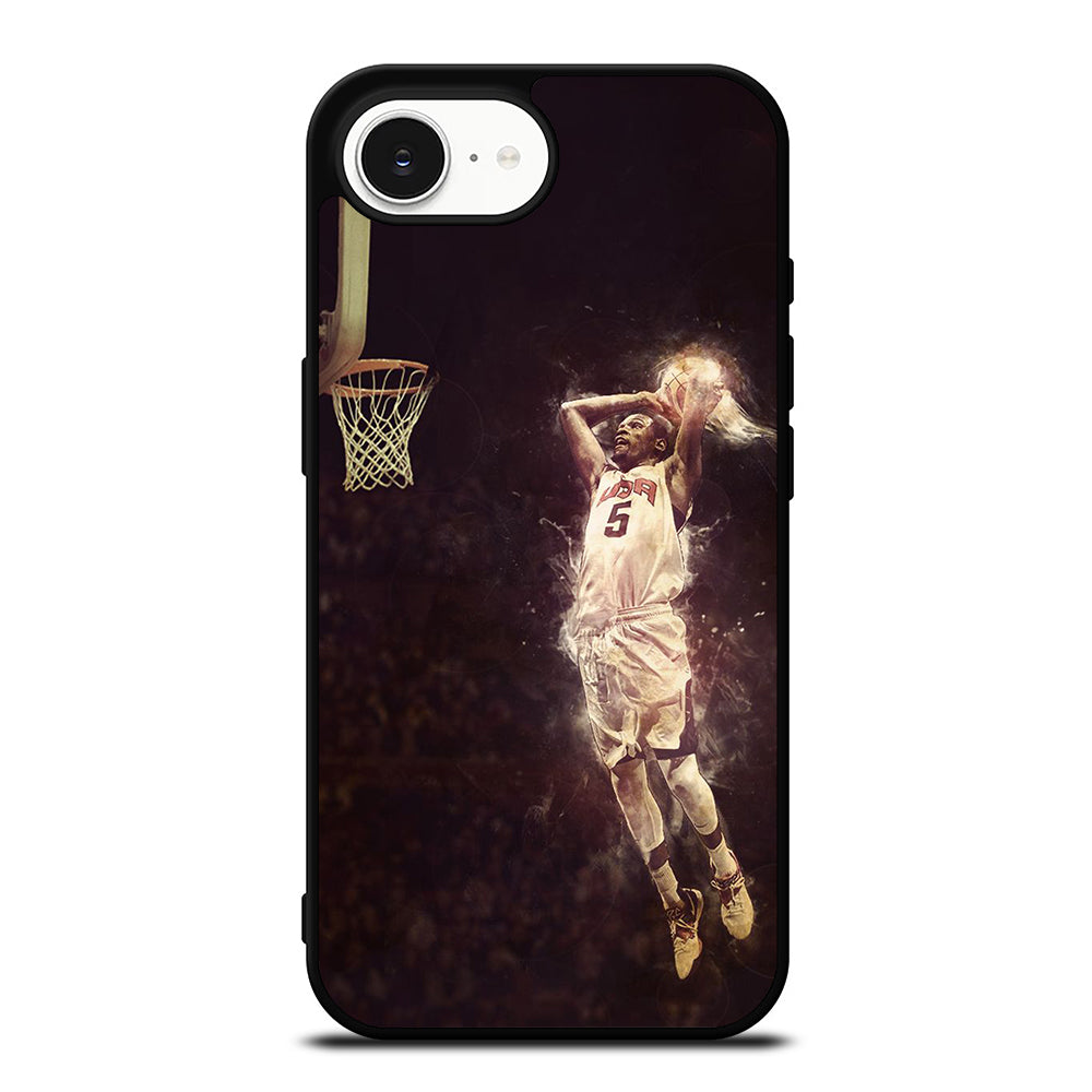 Kevin Durant 5 USA Dream Team iPhone 16e case black TPU silicone rubber protective cover by Casedear