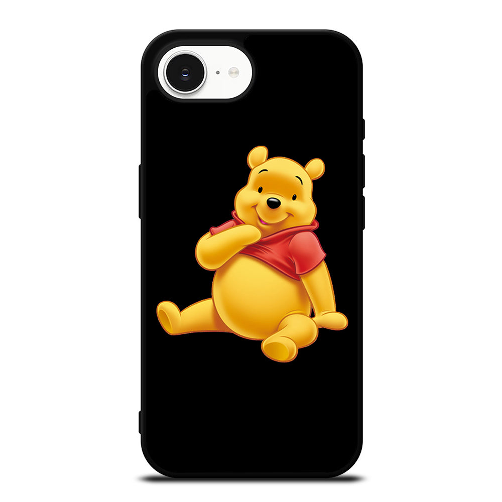 LAZY TIME WINNIE THE POOH iPhone 16e case black TPU silicone rubber protective cover by Casedear