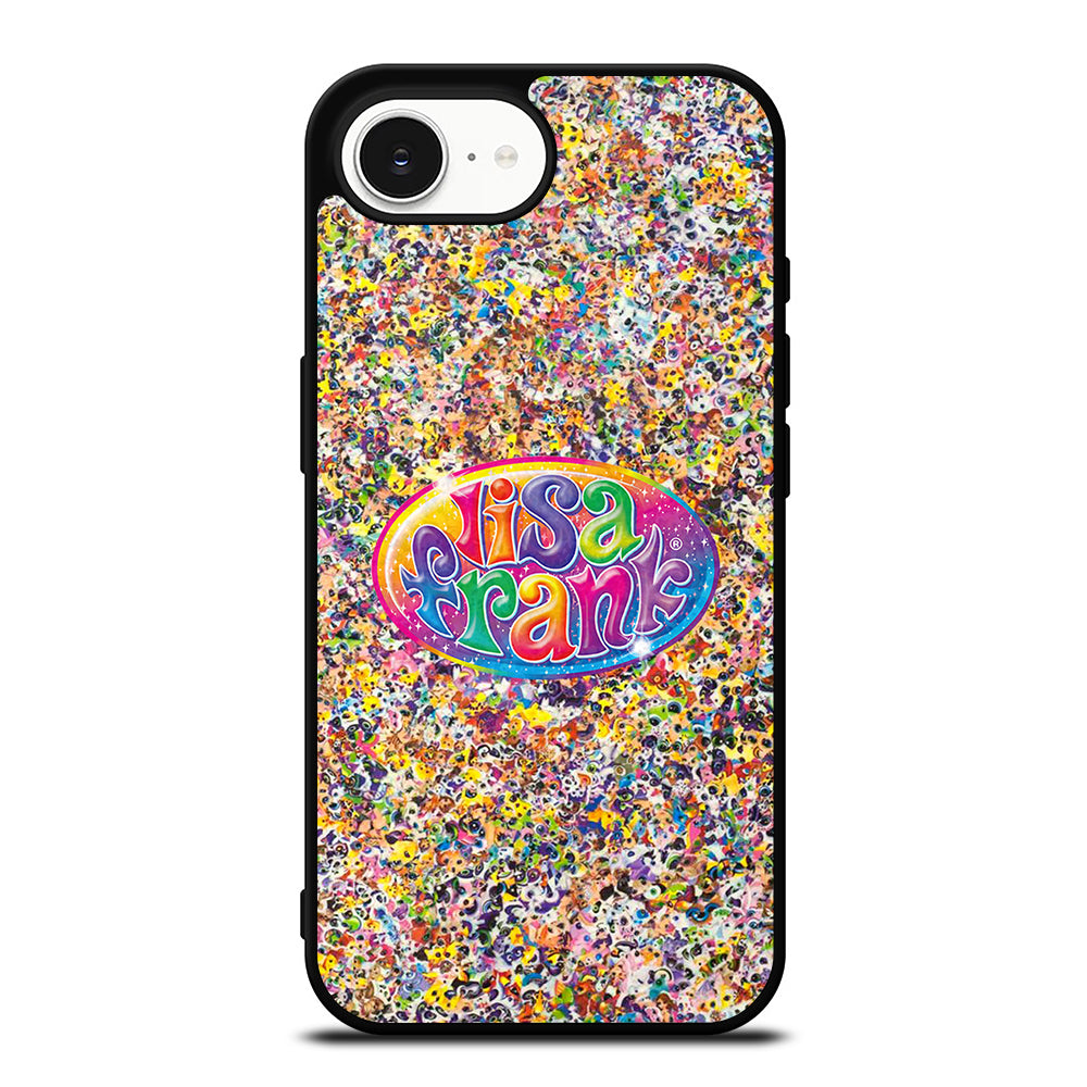 LISA FRANK PATTERN iPhone 16e case black TPU silicone rubber protective cover by Casedear