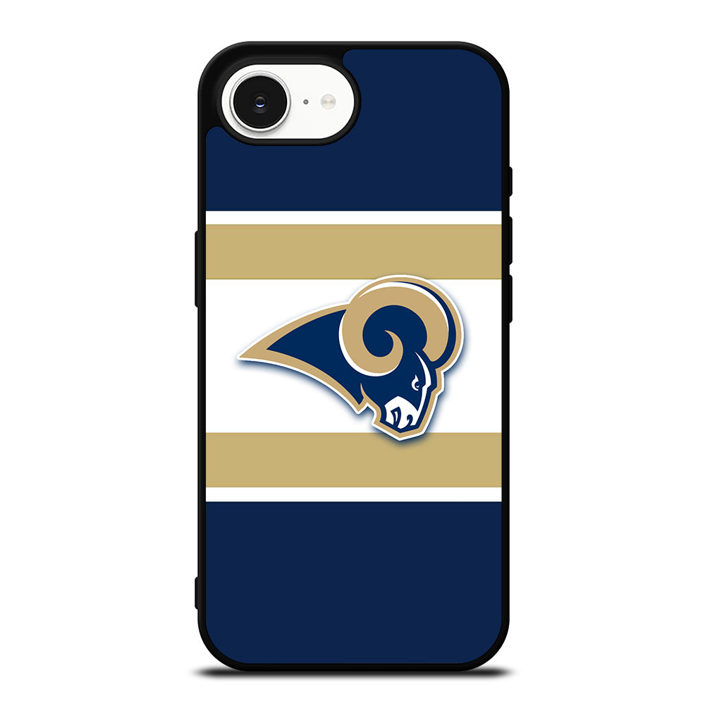 Los Angeles Rams NFL Color iPhone 16e case black TPU silicone rubber protective cover by Casedear