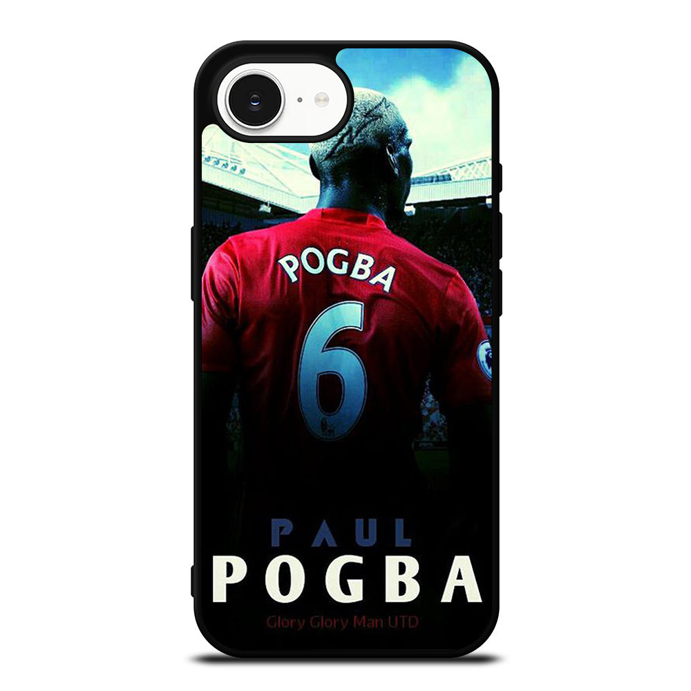MAN UNITED PAUL POGBA iPhone 16e case black TPU silicone rubber protective cover by Casedear