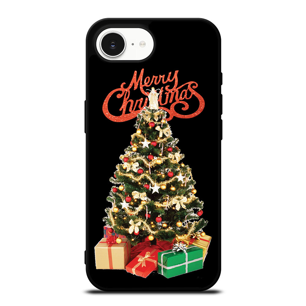 MERRY CHRISTMAS TREE iPhone 16e case black TPU silicone rubber protective cover by Casedear
