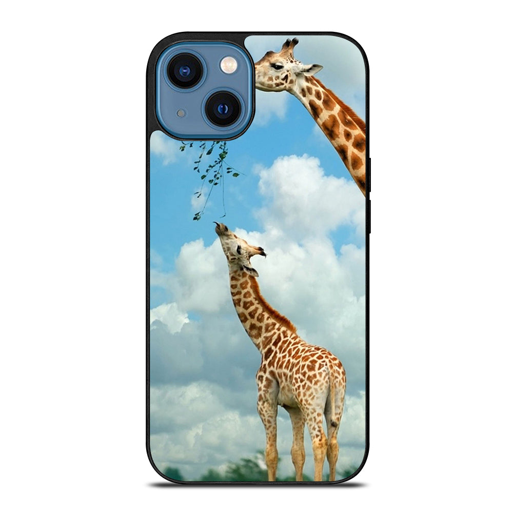 MOM AND BABY GIRAFFE EAT iPhone 14 Case