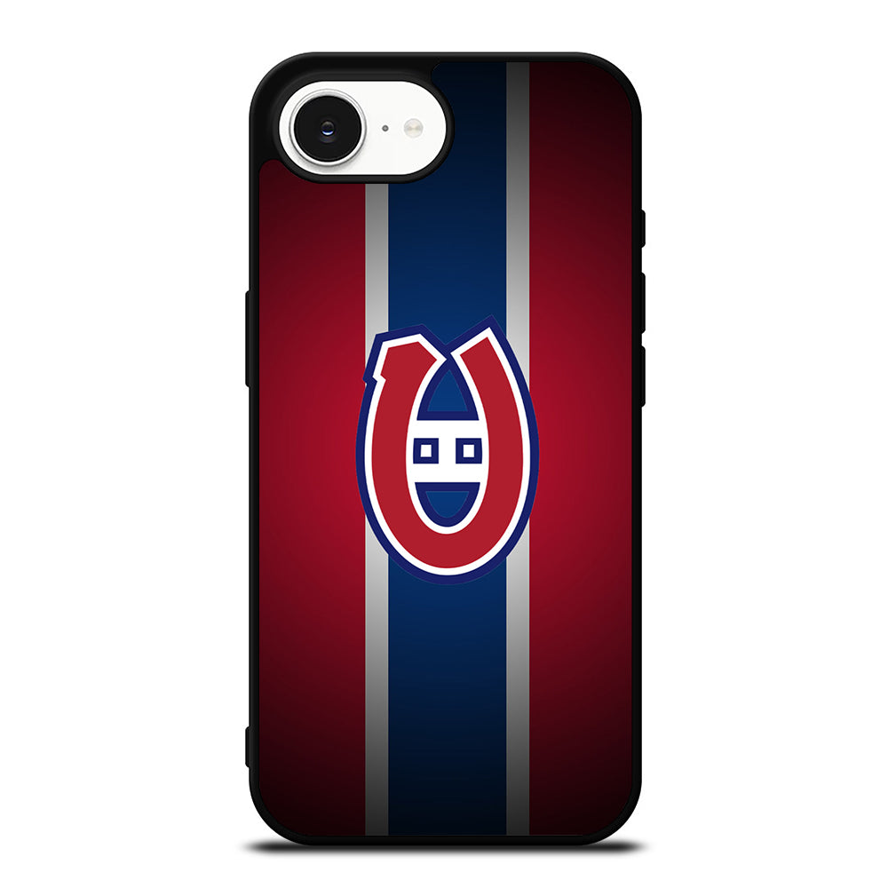 MONTREAL CANADIENS FLAG LOGO iPhone 16e case black TPU silicone rubber protective cover by Casedear