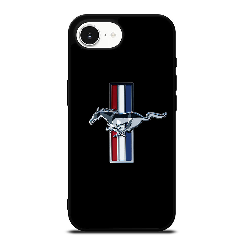 MUSTANG LOGO OLD iPhone 16e case black TPU silicone rubber protective cover by Casedear