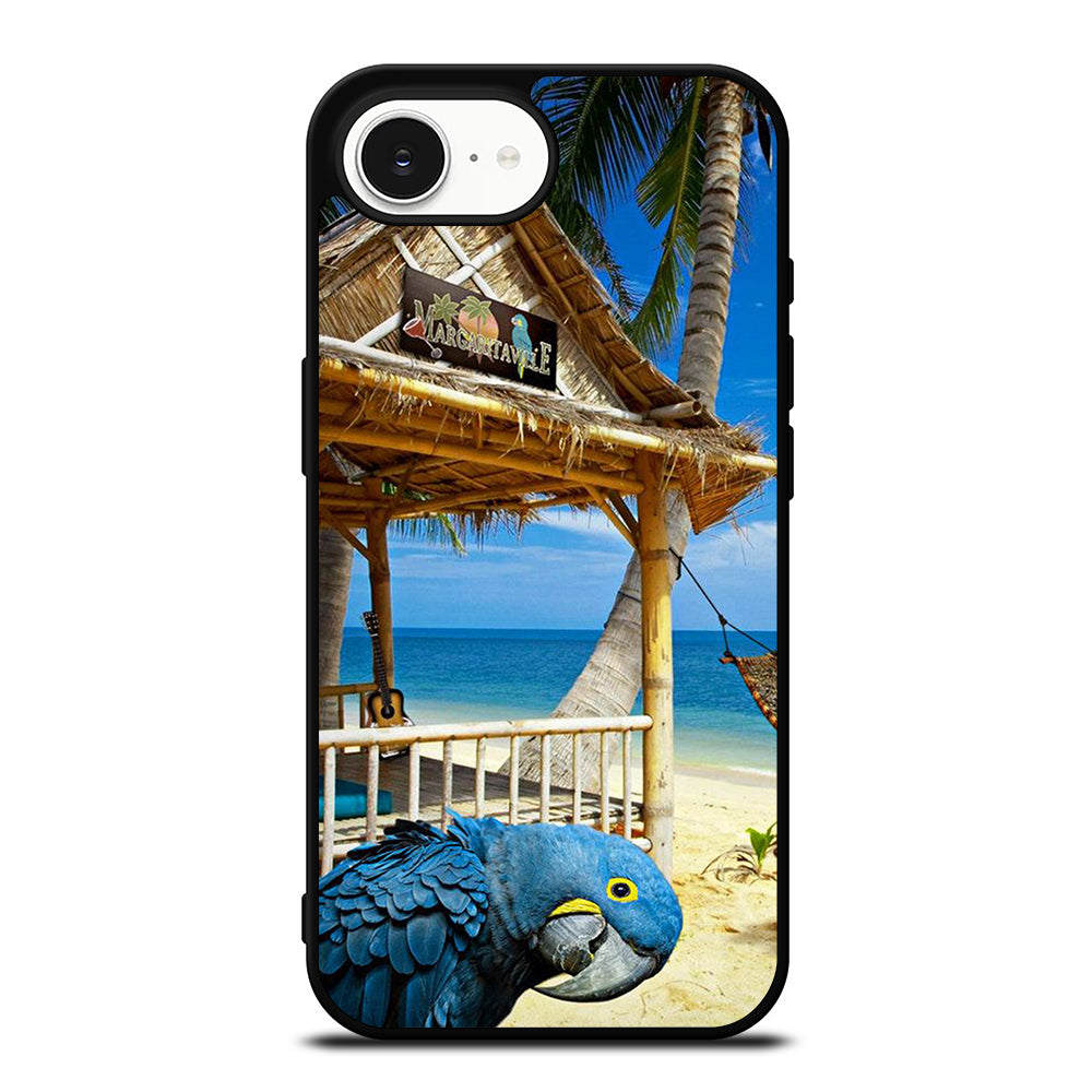 Margaritaville Parrot iPhone 16e case black TPU silicone rubber protective cover by Casedear