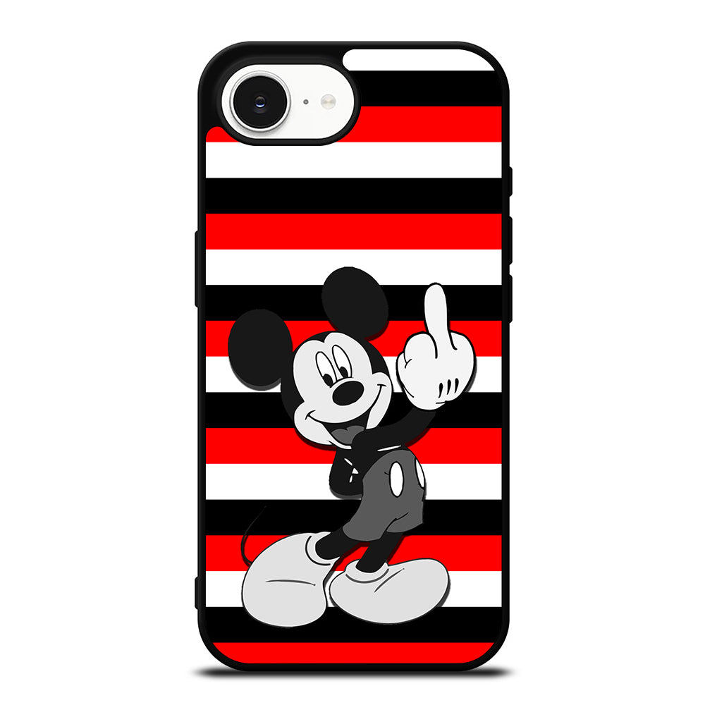 Mickey Mouse Middle Finger iPhone 16e case black TPU silicone rubber protective cover by Casedear