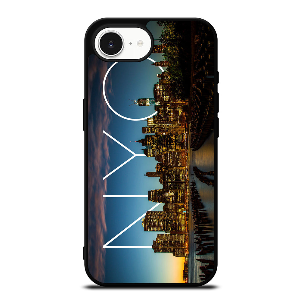 NEW YORK CITY LANDSCAPE iPhone 16e case black TPU silicone rubber protective cover by Casedear