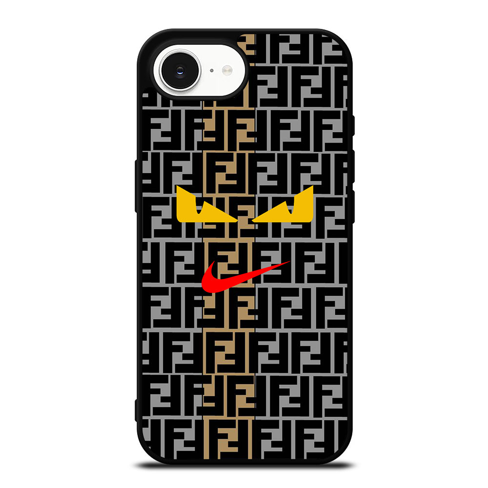 NIKE FENDI ROMA EYES iPhone 16e case black TPU silicone rubber protective cover by Casedear