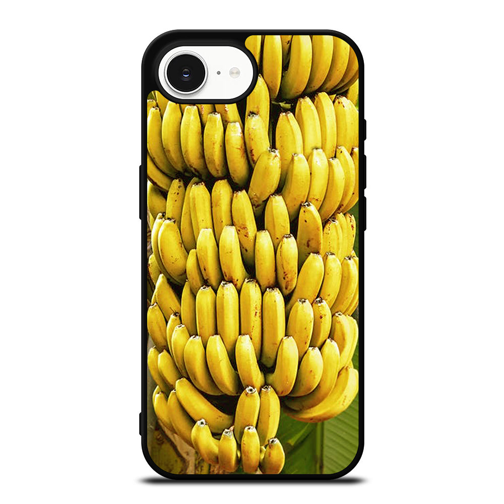 Natural Bananas iPhone 16e case black TPU silicone rubber protective cover by Casedear