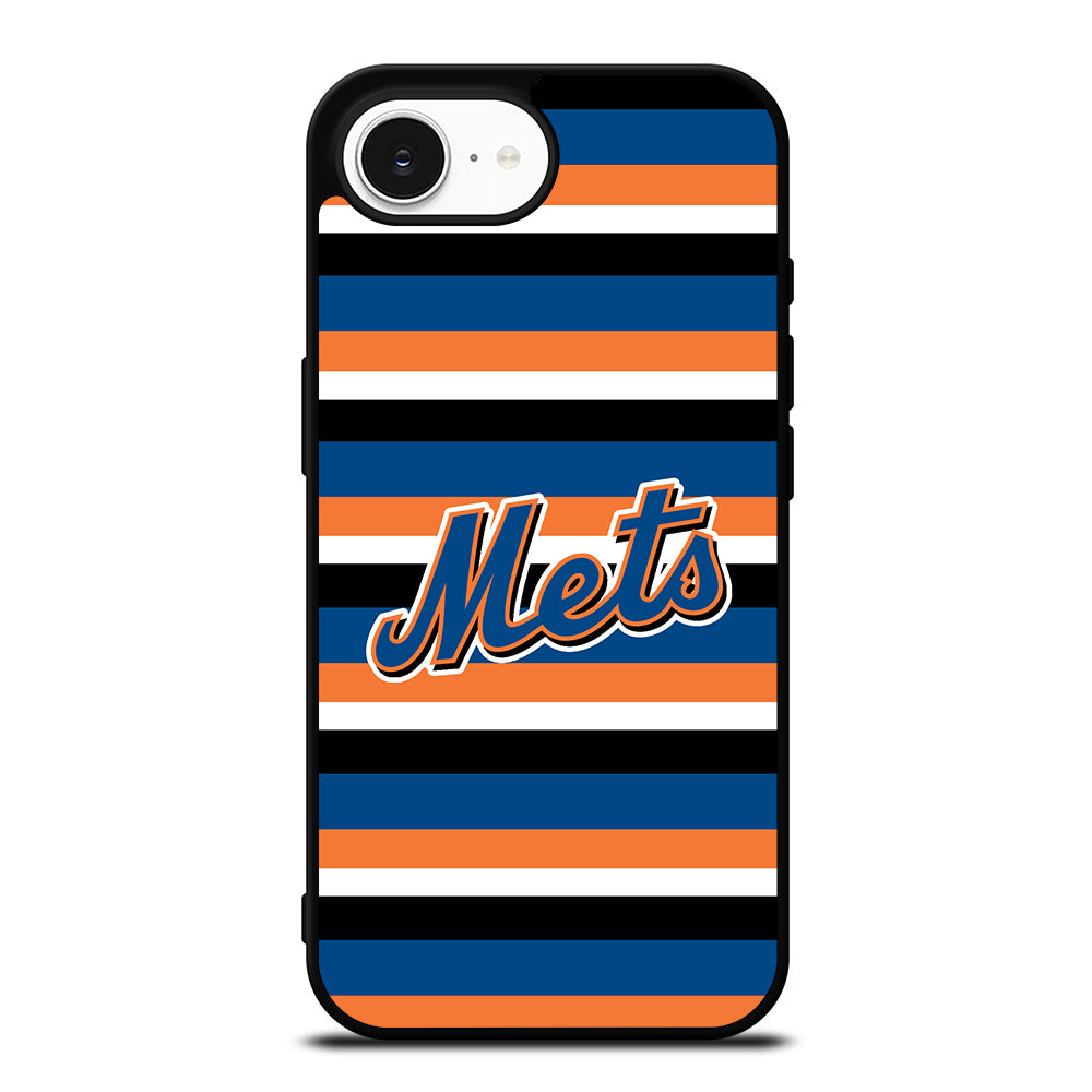 New York Mets Cool Logo iPhone 16e case black TPU silicone rubber protective cover by Casedear